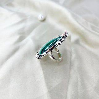 Natural Green Onyx, Garnet & Rose Quartz Ring By Harshita Jewellery