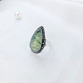 Natural Prehnite Gemstone Ring By Harshita Jewellery