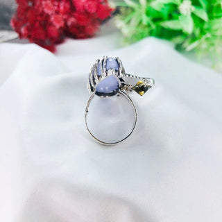 Natural Lavender Quartz & Citrine Gemstone Ring By Harshita Jewellery