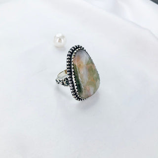 Natural Prehnite Gemstone Ring By Harshita Jewellery