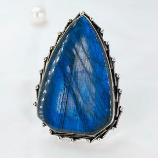 Natural Labradorite Ring By Harshita Jewellery