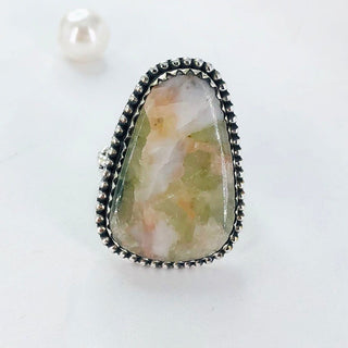 Natural Prehnite Gemstone Ring By Harshita Jewellery
