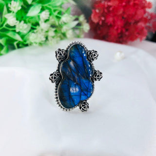Natural labradorite Gemstone ring By Harshita Jewellery