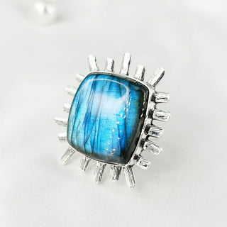 Natural Labradorite Ring By Harshita Jewellery