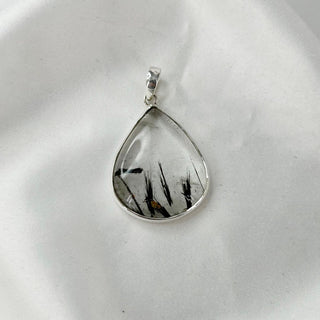 Natural Black Rutilated Quartz Pendant By Harshita Jewellery