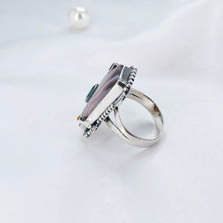 Natural Botswana Agate, Garnet, Citrine, Green Onyx Ring By Harshita Jewellery