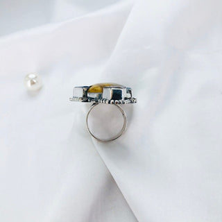 Natural Tigers eye, Rose quartz, Amethyst, ruby ring By Harshita Jewellery