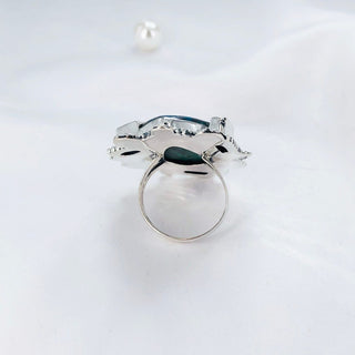 Natural Chrysocolla, Black Onyx & Ruby Ring By Harshita Jewellery