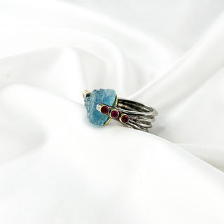 Blue Aquamarine Ring By Harshita Jewellery