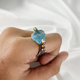 Blue Aquamarine Ring By Harshita Jewellery