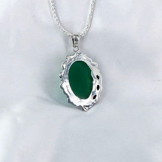 Natural Green Onyx And Amethyst Pendant By Harshita Jewellery
