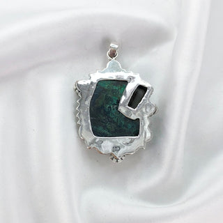 Natural Chrysocolla & Rough Amethyst Pendant By Harshita Jewellery