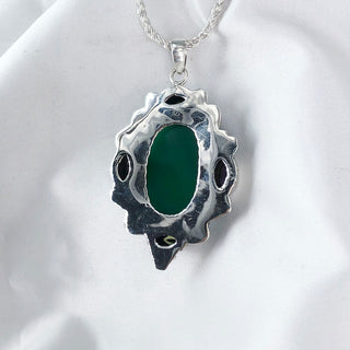 Natural Green Onyx, Amethyst & Peridot Gemstone Pendant By Harshita Jewellery