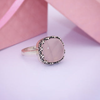 Rose Quartz Ring, Handmade Gemstone Jewelry, 925 Sterling Silver, Statement Ring, Jewelry for Women's