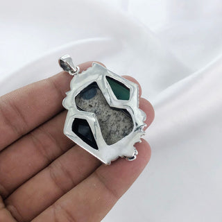 Natural K2 jasper, Green Onyx & Black Onyx Pendant By Harshita Jewellery