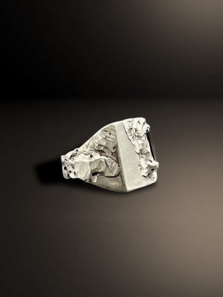Red Garnet Gemstone Men's Ring By Harshita Jewellery