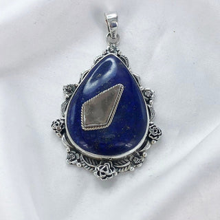 Natural Lapis Lazuli & Rose Quartz Gemstone Pendant By Harshita Jewellery