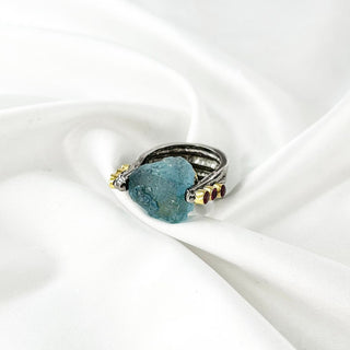Blue Aquamarine Ring By Harshita Jewellery