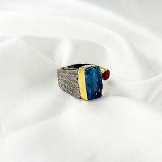 Natural Rough Aquamarine Ring By Harshita Jewellery