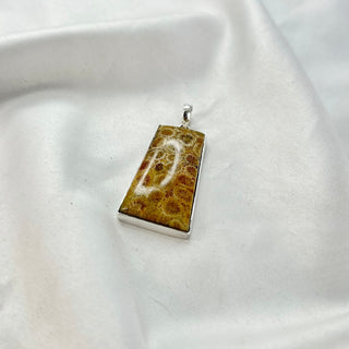 Natural Fossil Coral Gemstone Pendant By Harshita Jewellery