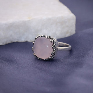 Rose Quartz Ring, Handmade Gemstone Jewelry, 925 Sterling Silver, Statement Ring, Jewelry for Women's