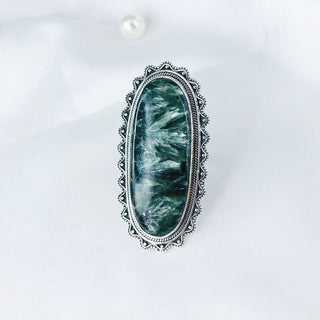 Natural Seraphinite Ring By Harshita Jewellery