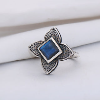 Natural Labradorite Ring, Handmade Gemstone Jewelry, 925 Sterling Silver, Handmade Statement Ring, Gift For Women