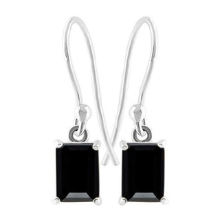 Black Onyx 925 Sterling Silver Octagon Shape Rose Cut Handmade Girls Dangle Earrings By Harshita Jewellery