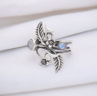 Rainbow Moonstone Ring, Natural Gemstone Ring, 925 Sterling Silver, Handmade Gemstone Ring, Gift for Her