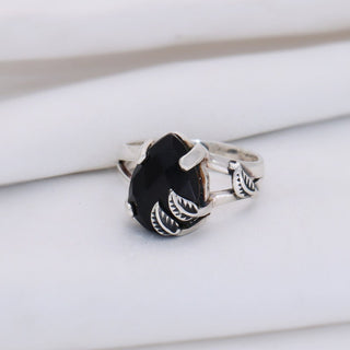 Natural Black Onyx Ring, 925 Sterling Silver, Handmade Gemstone Jewelry, 925 Sterling Silver, Statement Ring for Girls