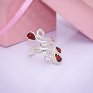 Natural Garnet Ring, 925 Sterling Silver, Handmade Gemstone Jewelry, Red Garnet Silver Ring, Jewelry for Women's