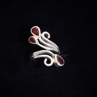 Natural Garnet Ring, 925 Sterling Silver, Handmade Gemstone Jewelry, Red Garnet Silver Ring, Jewelry for Women's