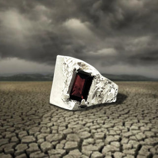 Red Garnet Gemstone Men's Ring By Harshita Jewellery