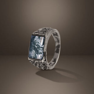 Green Moss Agate Men's Ring By Harshita Jewellery