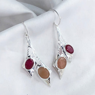 Ruby & Sunstone Gemstone Earring By Harshita Jewellery