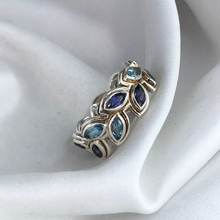 Natural Iolite & Swiss Blue Topaz Ring By Harshita Jewellery