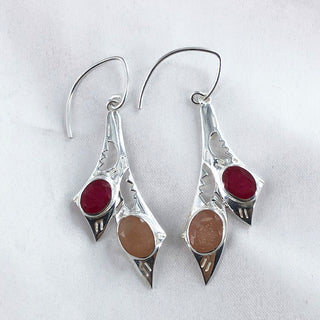 Ruby & Sunstone Gemstone Earring By Harshita Jewellery