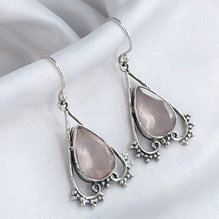 Rose Quartz Gemstone Earrings By Harshita Jewellery