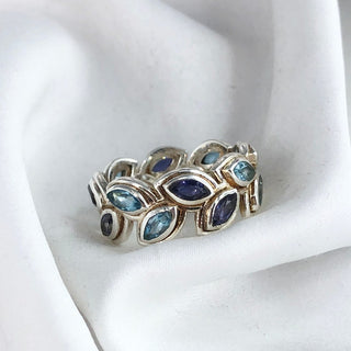 Natural Iolite & Swiss Blue Topaz Ring By Harshita Jewellery