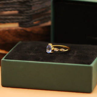 Natural London Blue Ring, Solid 925 Sterling Silver Jewelry, London Blue Topaz Floral Ring, Gift For Engagement