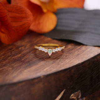 Natural Ethiopian Opal Ring, 14K Gold Plated Engagement Ring, Gift For Her, Women's Handmade Jewelry