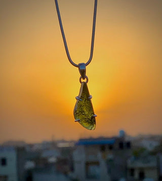 Moldavite pendant, moldavite rough pendant, 100% authentic with certified gemstone, handmade silver pendant, gift for loved ones