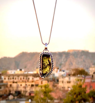 Moldavite Handmade Pendant, 100% Natural With Certified Gemstone, 925 Sterling Silver Pendant, Authentic Moldavite Pendant