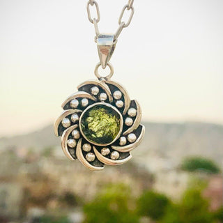 Genuine Moldavite Rough Pendant 100% Natural With Certified Gemstone From Czech Republic 925 Sterling Silver Handmade Designer Jewelry