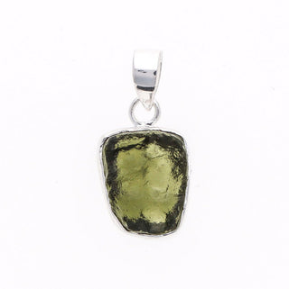 Genuine Moldavite Rough Pendant 100% Natural With Certified Gemstone From Czech Republic 925 Sterling Silver Handmade Designer Jewelry