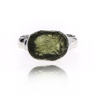 Authentic Czech Republic Moldavite Rough Gemstone 925 Solid Sterling Silver Handmade Ring Jewelry