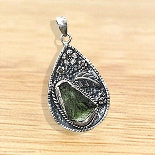 Genuine Moldavite Rough Pendant 100% Natural With Certified Gemstone From Czech Republic 925 Sterling Silver Handmade Designer Jewelry