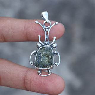 Moldavite pendant, genuine gemstone pendant, sterling silver handmade pendant, 100% genuine certified gemstone