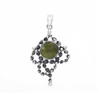 Genuine Moldavite Rough Pendant 100% Natural With Certified Gemstone From Czech Republic 925 Sterling Silver Handmade Designer Jewelry