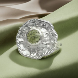 Authentic Natural Moldavite Ring, 925 Solid Sterling Silver, Best Handmade Ring, Genuine Czech Republic Moldavite Gemstone Ring